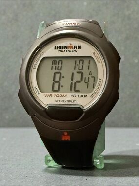 Vintage Timex Ironman Triathlon 10 lap WR100M Digital Watch module 854 indiglo